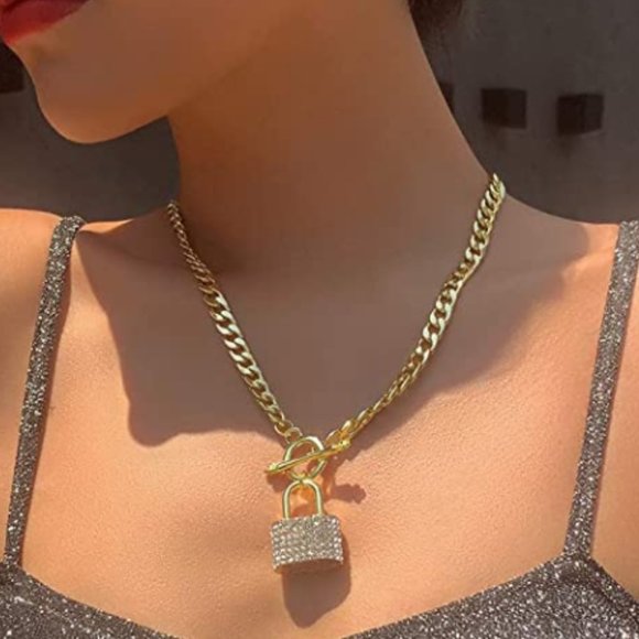 Cuban Toggle Necklace w/Padlock - Picture 1 of 2